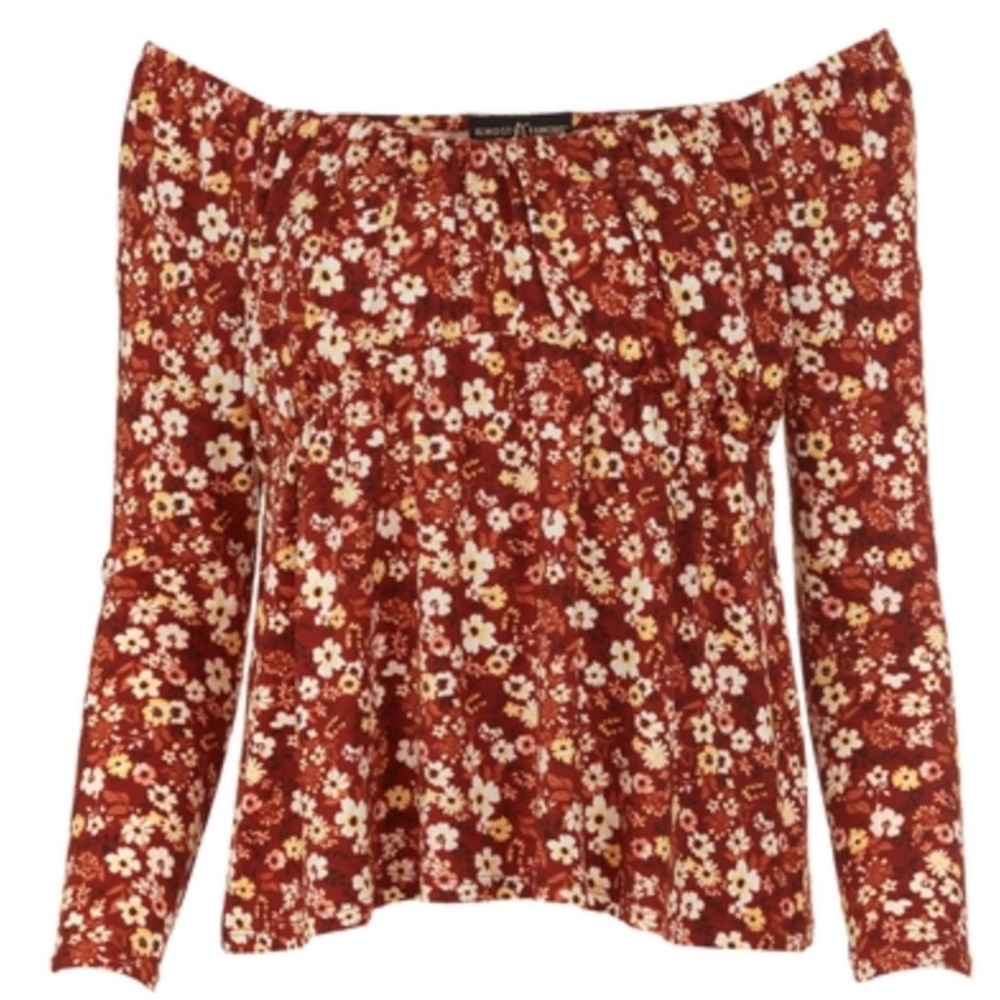 NWT Almost Famous Emma Babydoll Off-the-shoulder Floral Top